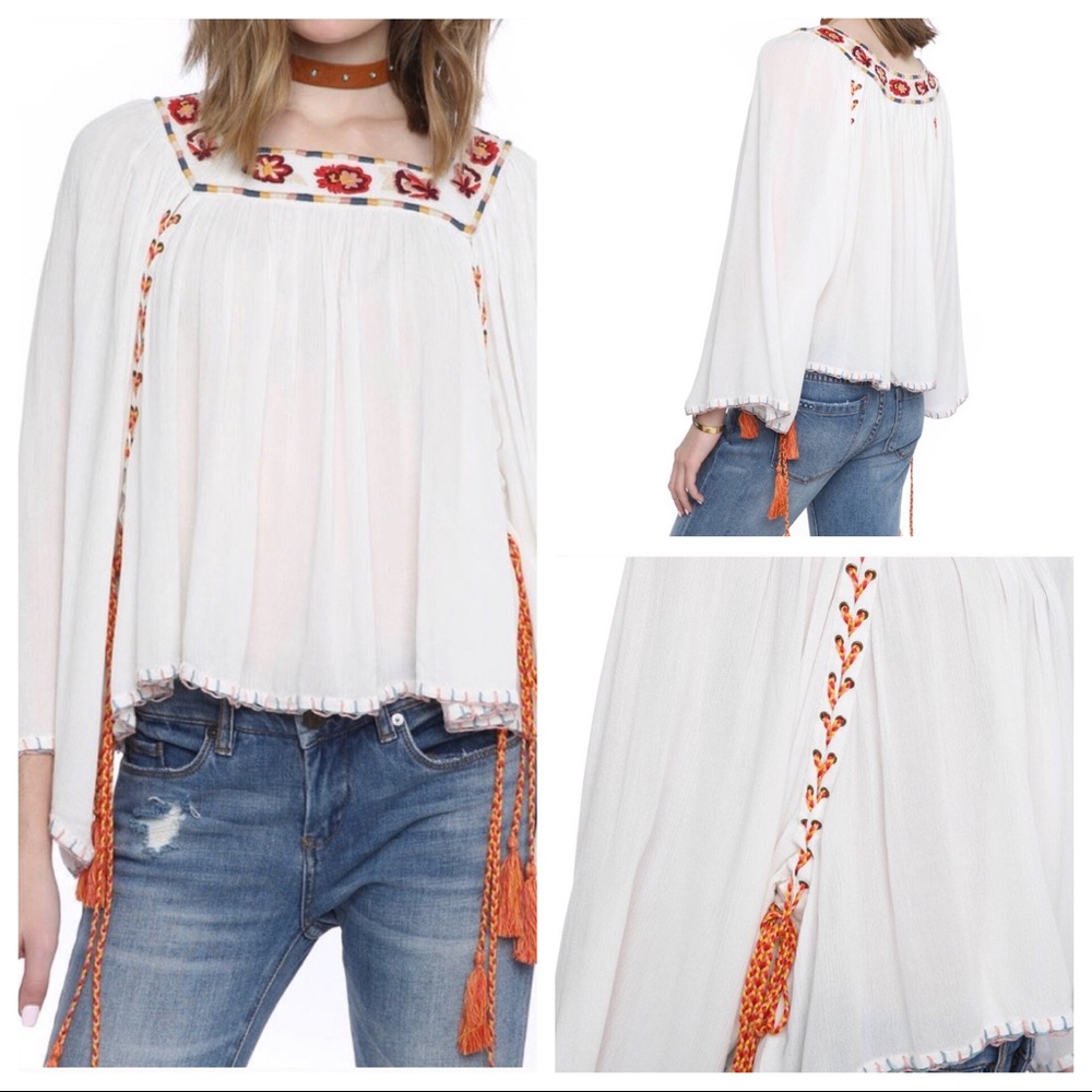 Banjara Embroidered Floral Lace Up Blouse A0095